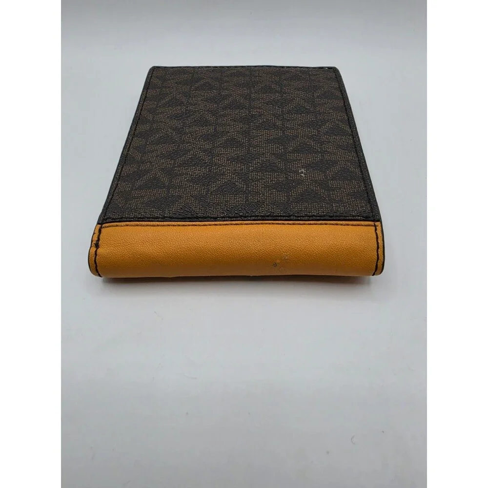 Michael Kors Cooper Men's Bifold Wallet Brown MK Signature Orange Trim